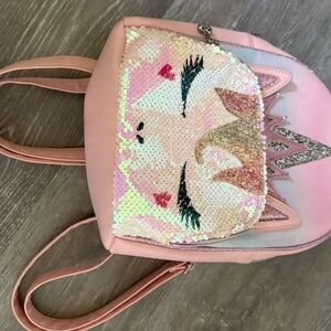 Kids Pink Sequin Unicorn Backpack with Crown Detail